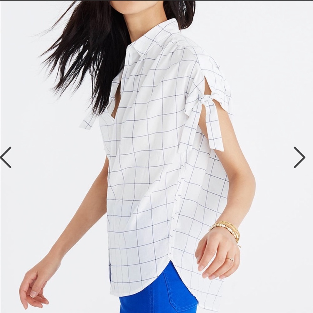 Madewell central tie windowpane sleeve shirt